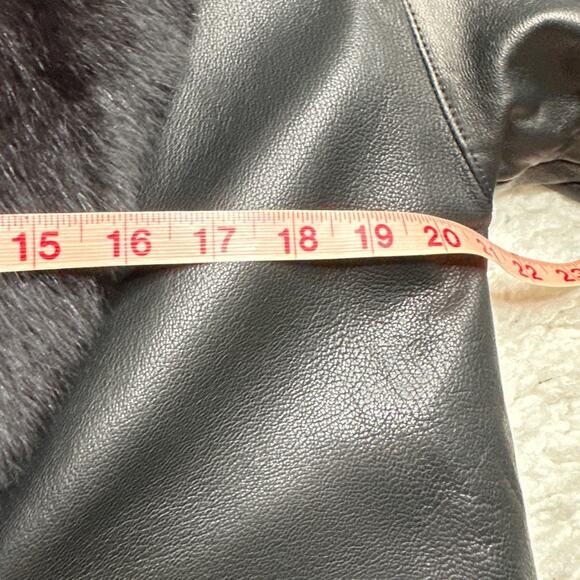 J. Percy for Marvin Richards Black Leather Jacket Fur Collar Slouchy Oversized - Picture 6 of 14